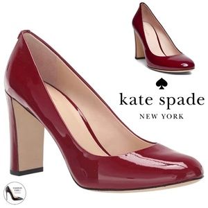 Kate Spade Pallas Patent Leather round toe pumps high heels red dress shoes 7.5